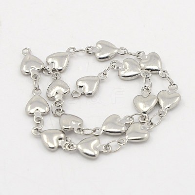 Tarnish Resistant 3.28 Feet 304 Stainless Steel Heart Chains X-CHS-K001-53-5.5mm-1