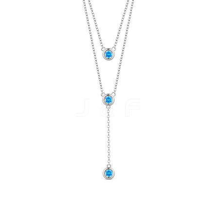 SHEGRACE 925 Sterling Silver Two-Tiered Necklaces JN702A-1