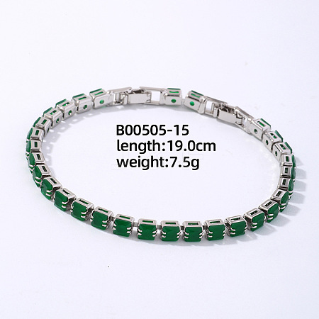 Brass Rhinestone Square Link Bracelets for Women XO6953-11-1