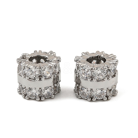 Brass Micro Pave Cubic Zirconia Beads KK-K374-22P-1