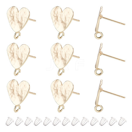 ARRICRAFT 10Pcs Heart Shape Brass Stud Earring Findings KK-AR0004-02-1