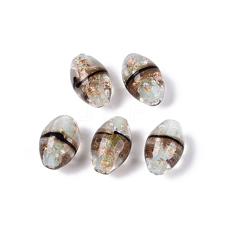 Two Tone Color Handmade Foil Glass Beads FOIL-Q001-01F-1
