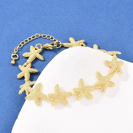 Starfish Brass Link Chain Bracelets for Women BJEW-K248-07A-G-1