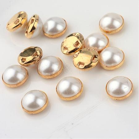 ABS Plastic Imitation Pearl Shank Buttons BUTT-S003-6mm-01-1