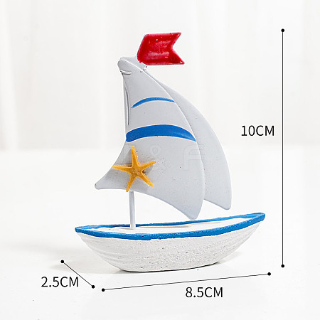 Starfish Pattern Mini Sailboat Model Display Decoration PW22060285335-1