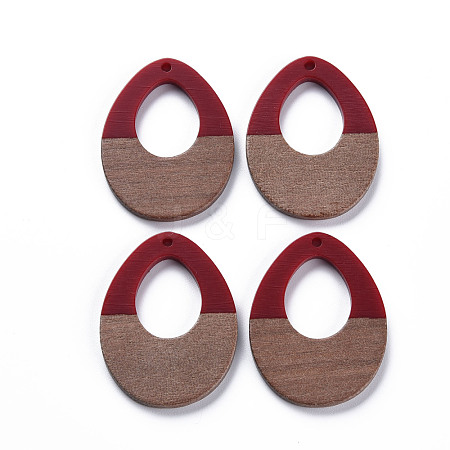 Opaque Resin & Walnut Wood Pendants RESI-T035-37A-1