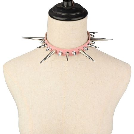 Gothic Style Alloy Spiked Rivet Imitation Leather Choker Necklaces FS-WGF47C0-03-1