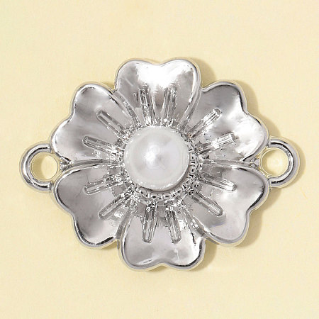 Zinc Alloy with ABS Plastic Imitation Pearl Connector Charms AL-OY001-36P-1
