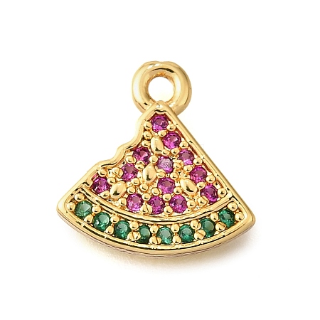 Brass Micro Pave Clear Cubic Zirconia Pendants KK-U065-05E-G-1