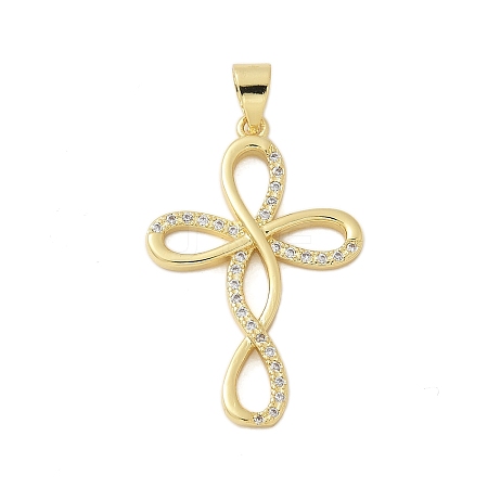 Brass Micro Pave Cubic Zirconia Pendants KK-P293-21D-G-1