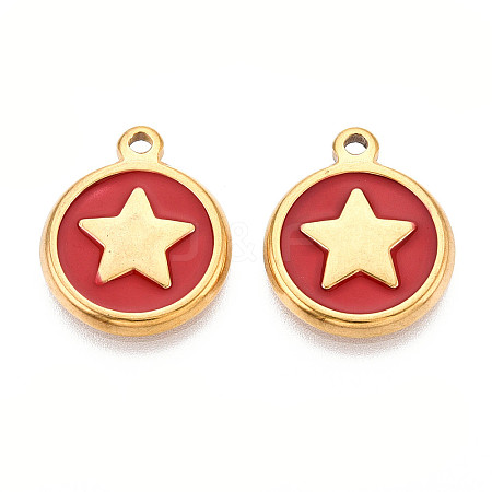 304 Stainless Steel Enamel Pendants STAS-N092-148B-1