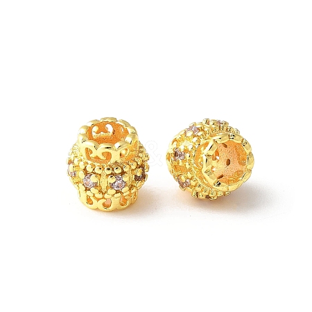 Brass Micro Pave Cubic Zirconia European Beads KK-U067-08G-05-1