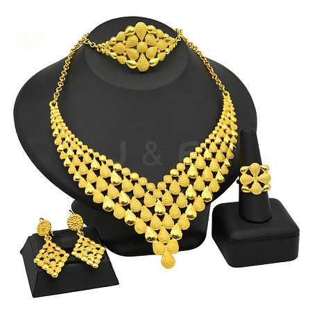 Alloy Pendant Necklaces & Stud Dangle Earrings & Rings & Link Bracelets Sets WG80561-08-1