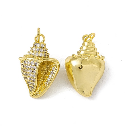 Rack Plating Brass Micro Pave Cubic Zirconia Pendants KK-C007-30G-1