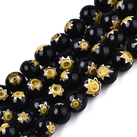 Round Millefiori Glass Beads Strands X-LK-P001-31-1