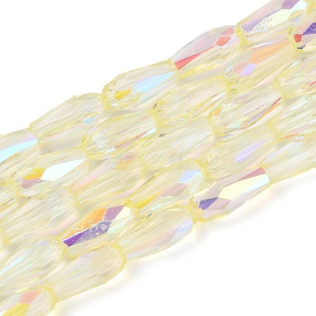 AB Color Plated Transparent Glass Teardrop Beads Strands EGLA-T029-08D-1