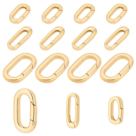 Real 18K Gold Plated 12Pcs 3 Styles Brass Spring Gate Rings KK-PH0005-54-1