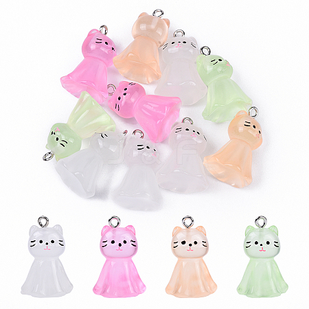 10Pcs Luminous Resin Pendants RESI-YW0004-54-1