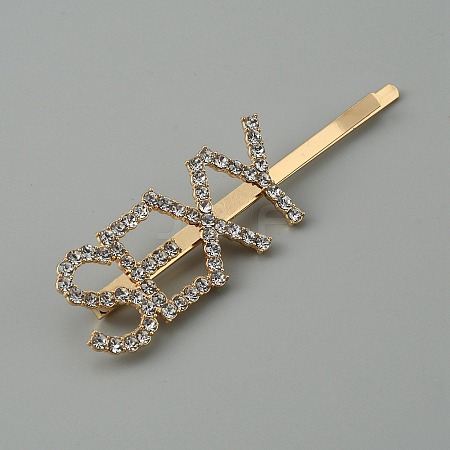 Word SEXY Alloy Rhinestone Hair Bobby Pins FIND-WH0152-34E-KCG-1
