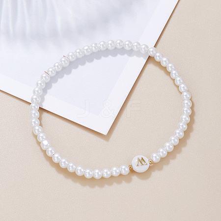 Plastic Pearl Round Beaded Stretch Bracelets for Women WGC81DB-13-1