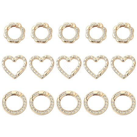 15Pcs 3 Styles Zinc Alloy Spring Gate Rings FIND-CJ0004-77-1