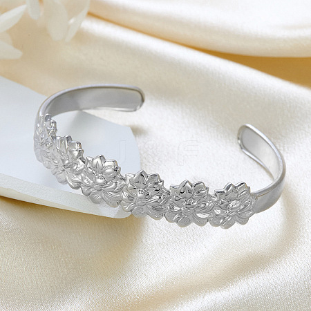 304 Stainless Steel Cuff Bangles for Women BJEW-P359-02P-1