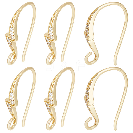 16Pcs Brass Cubic Zirconia Earring Hooks KK-BBC0027-64G-1