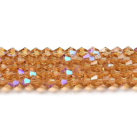 Transparent Electroplate Glass Beads Strands EGLA-A039-T6mm-L18-1