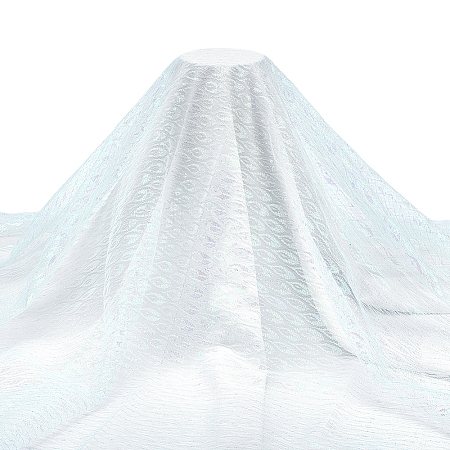2 Yards Laser Polyester Imitation Peacock Feather Fabric DIY-PH0038-39A-1