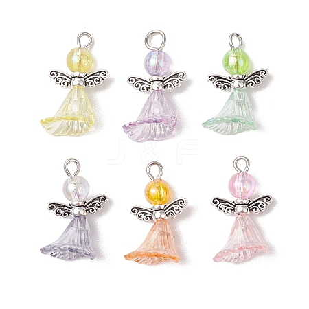 6Pcs Transparent Acrylic Pendants PALLOY-JF03287-1