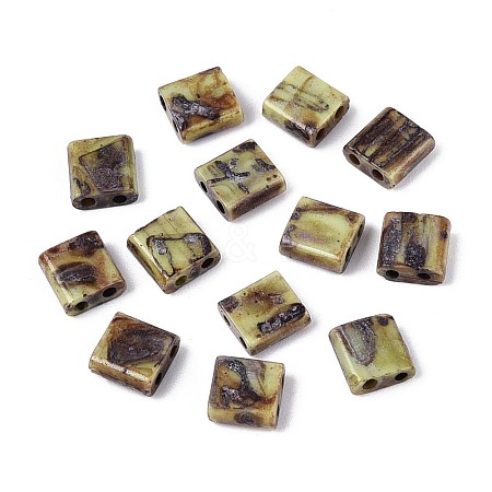2-Hole Baking Paint Glass Seed Beads SEED-N009-03G-1