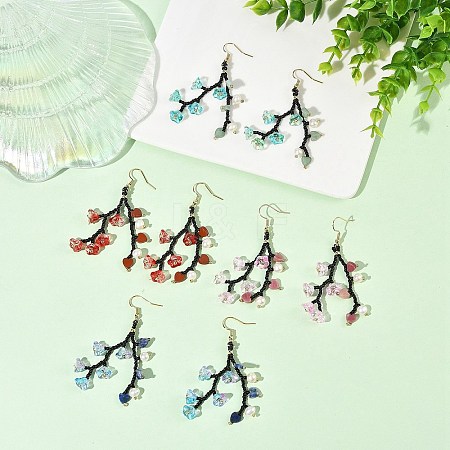 Glass Seed Bead Dangle Earrings EJEW-MZ00770-1