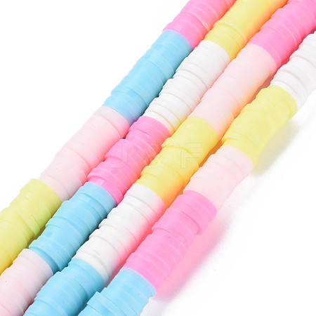 Fixed 5 Color Handmade Polymer Clay Bead Strands CLAY-S096-029Q-1