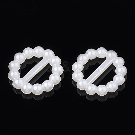 ABS Plastic Imitation Pearl Bead Buckles X-OACR-S020-34-1