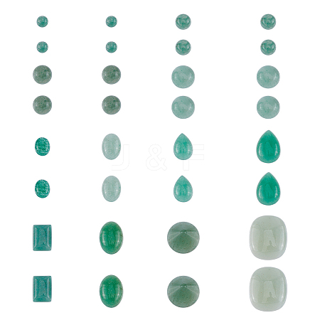 SUPERFINDINGS 32Pcs 12 Styles Natural Green Aventurine Cabochons G-FH0002-19-1