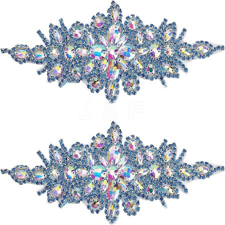 Flower Glitter Glass Hotfix Rhinestone FIND-WH0050-29B-1