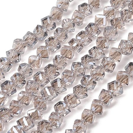 Electroplate Transparent Glass Beads Strands GL-CBA7A17-01A-01-1