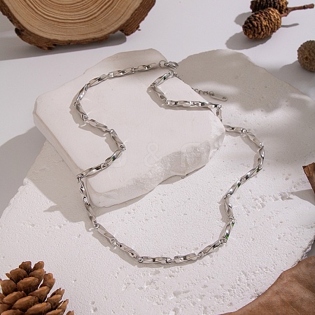 Minimalist 304 Stainless Steel Twisted Bar Link Chain Necklaces for Women WL2320-2-1