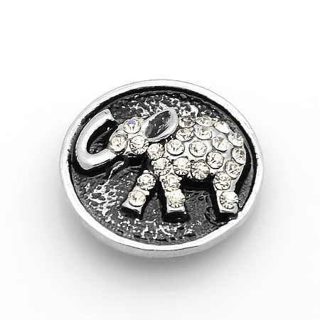 Flat Round with Elephant Zinc Alloy Enamel Jewelry Snap Buttons SNAP-N010-34-NR-1