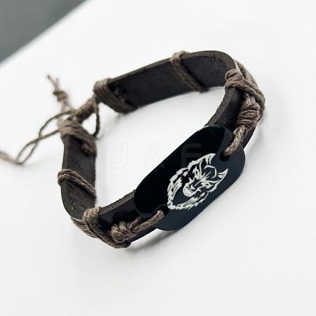 Cowhide & Cotton Cord Braided Bracelets FS-WGE8FD1-01-1
