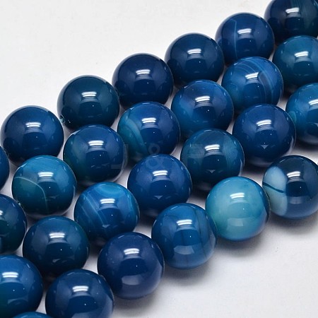 Dyed Round Natural Agate Bead Strands G-M283-20-20mm-1