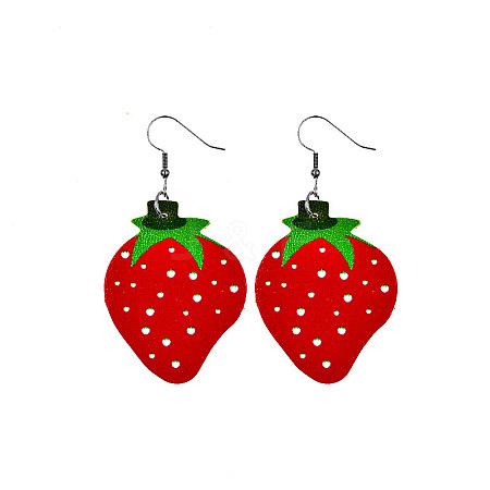 PU Leather Dangle Earrings PW-WGD51FB-08-1