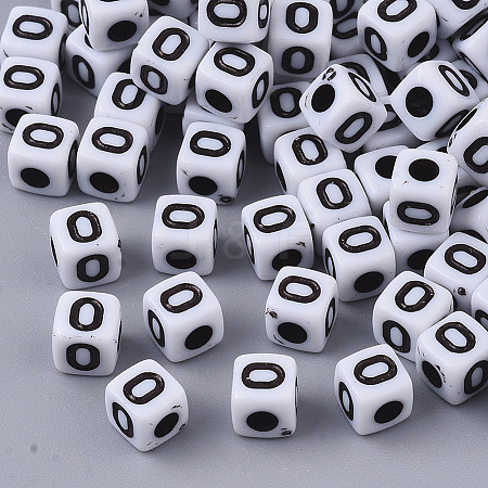 White Opaque Acrylic Beads LS-X-MACR-R869-02O-1