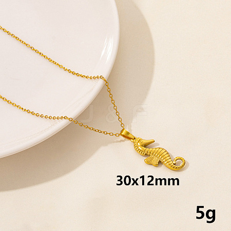 Animal Stainless Steel Sea Horse Pendant Necklace for Women QG3482-12-1