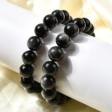 Grade A Natural Eagle Eye Stone Round Beads Stretch Bracelets for Women BJEW-L712-B06-12mm-1