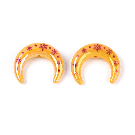 Christmas UV Plating Printed Opaque Acrylic Beads MACR-N018-07B-1