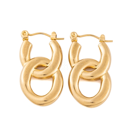 Ion Plating(IP) 304 Stainless Steel Hoop Earrings for Women EJEW-P279-28G-1