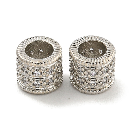 Rack Plating Brass Micro Pave Clear Cubic Zirconia European Beads KK-L215-318P-1