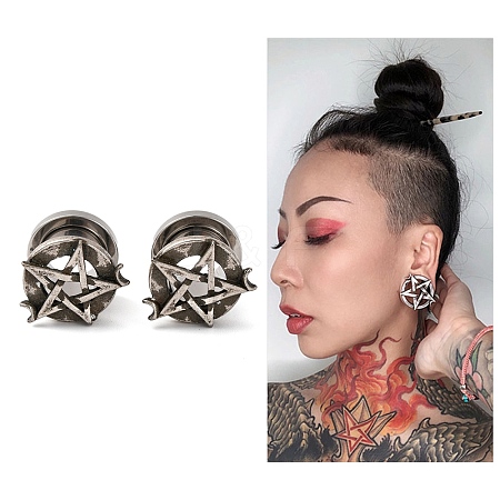 304 Stainless Steel and Alloy Ear Plugs Gauges AJEW-B029-01-1