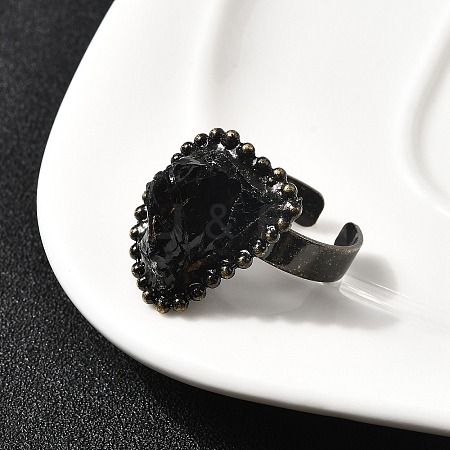 Natural Smoky Quartz Irregular Nugget Open Cuff Rings G-A278-03AB-03-1